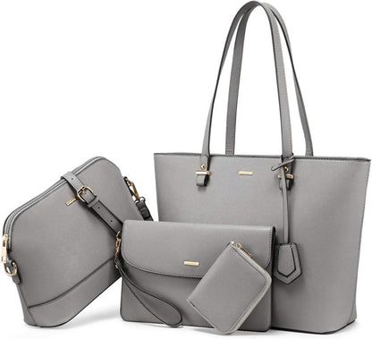 Handtasche Damen Set 4-teilig Schultertasche Umhängetasche Geldbörse