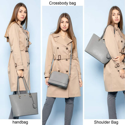LOVEVOOK Damen Handtaschen Set Grau - Shopper Umhängetasche