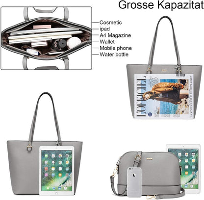 Handtasche Damen Set 4-teilig Schultertasche Umhängetasche Geldbörse