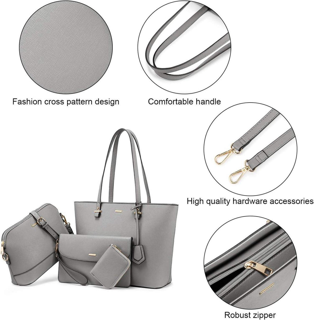 Damen Handtasche Shopper Schultertasche Umhängetasche Geldbörse 4tlg