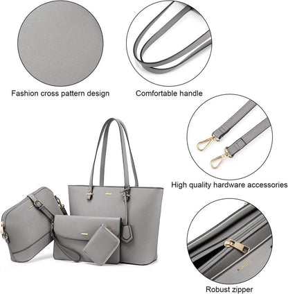 Damen Handtasche Shopper Schultertasche Umhängetasche Geldbörse 4tlg