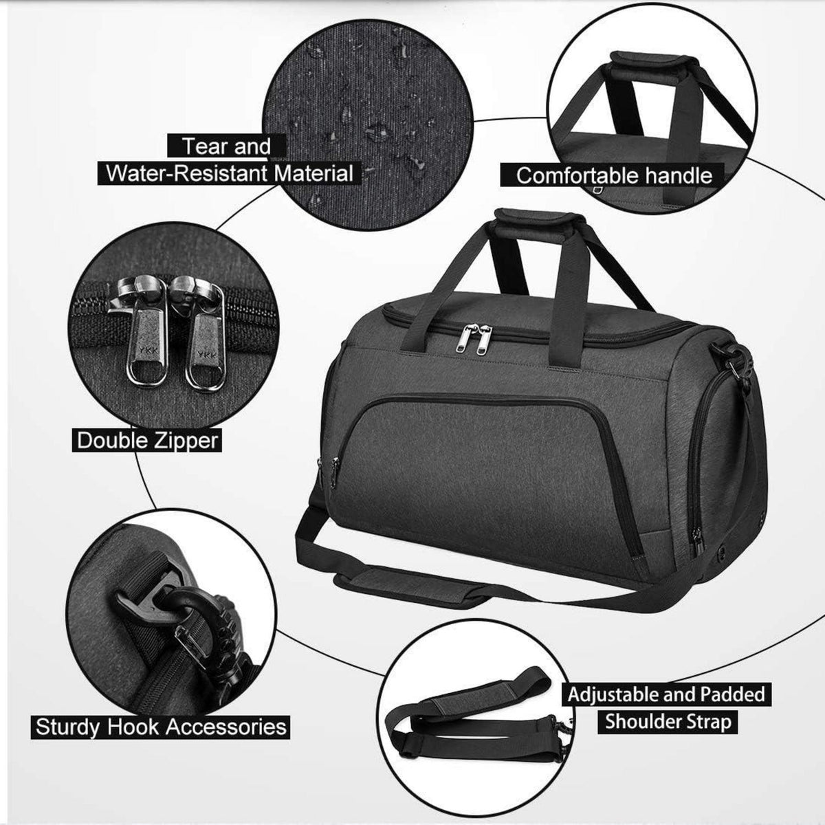 NUBILY Sporttasche Herren Damen Wasserdicht 40L Große Reisetasche mit Schuhfach