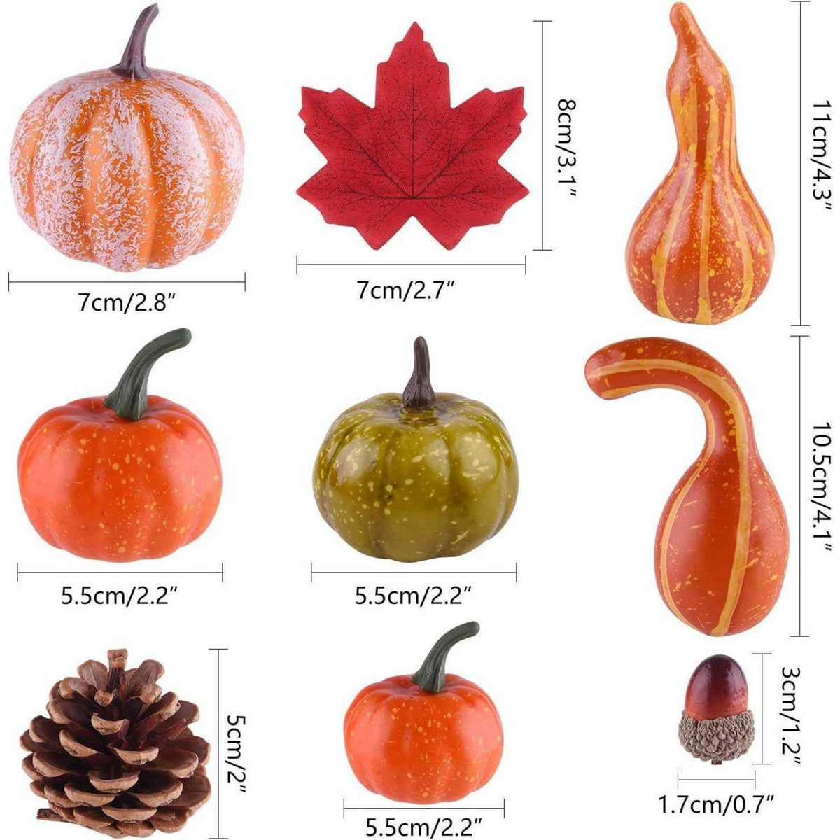 Herbstdekoration Set: 56 Mini-Kürbisse, Blätter & Zapfen