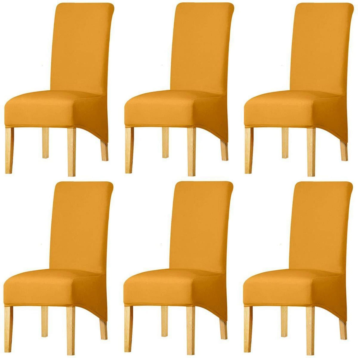 Stuhlhussen XL, hohe Rückseite, Senfgelb, Set 6