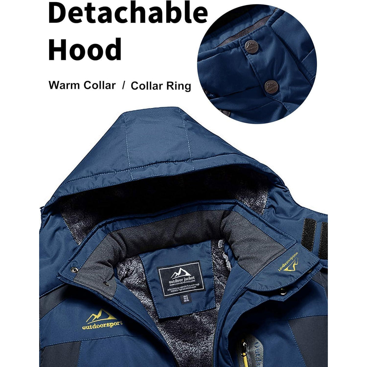 Herren Fleecejacke Winter Warm Gefüttert Skijacke Blau M