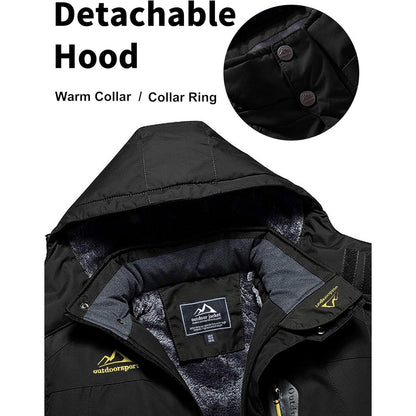 Herren Fleecejacke Winter Warm Gefüttert Skijacke Dunkel Schwarz M