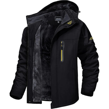 Herren Winterjacke warm gefüttert winddicht wasserdicht Dunkles-Schwarz XXL