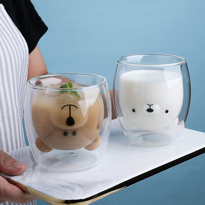 Doppelwandige Isoliergläser süßer Bär Kaffee Tee Tassen 230ml