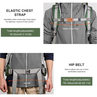 70L Trekkingrucksack Innenrahmen für Herren Damen, Camping
