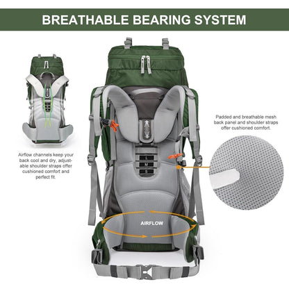 70L Trekkingrucksack Innenrahmen für Herren Damen, Camping