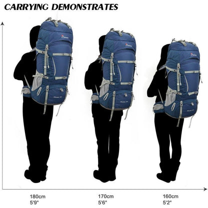 70L Trekkingrucksack Innenrahmen für Herren Damen, Camping