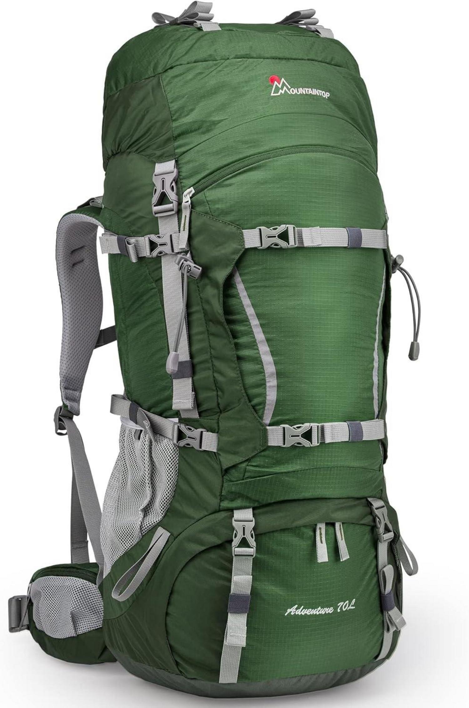 Trekkingrucksack 70L mit Innenrahmen, Regenhülle - Camping