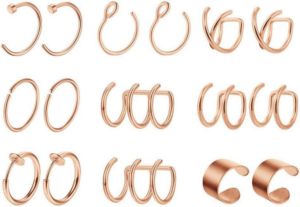 Fake Piercings Ohrklemme Ear Cuff Ohr Edelstahl Ear Manschette Clip
