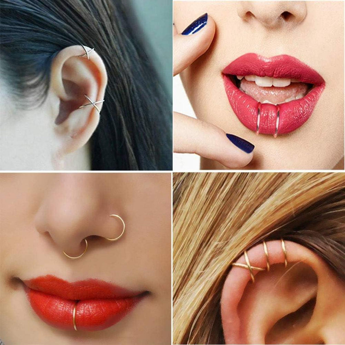 Mayhoop 4-24Stk Edelstahl Fake Piercings Ohrklemme Ear Cuff