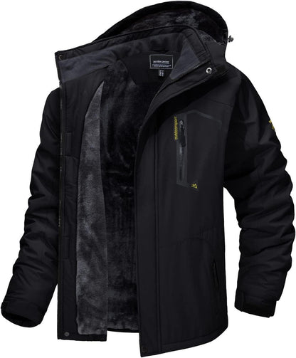 Winter Skijacke Fleece Softshelljacke Kapuze Schwarz 3XL