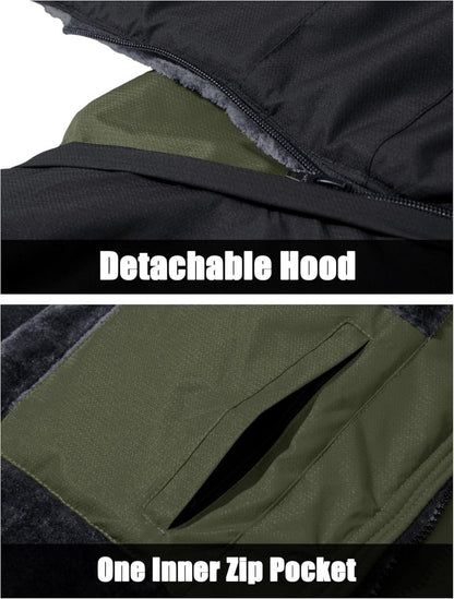 Herren Winter Skijacke Fleece Softshelljacke Wasserdicht 3XL Armeegrün