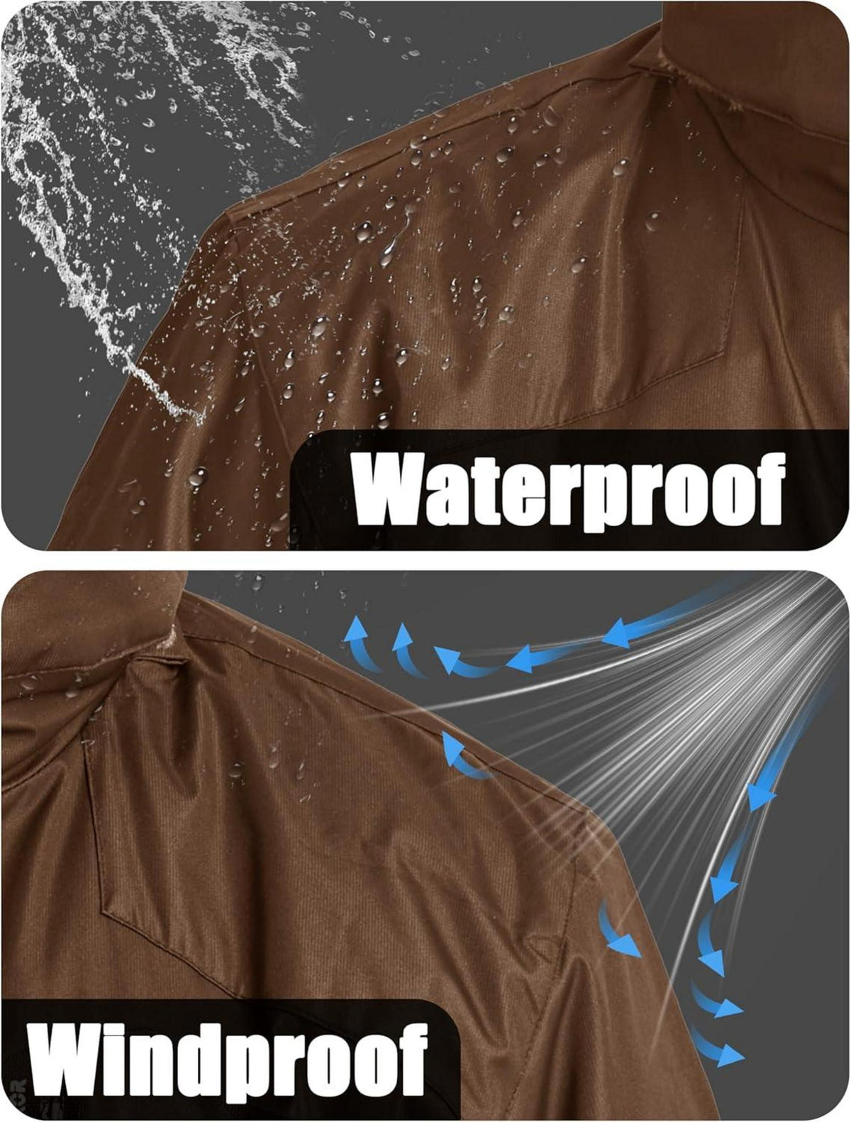 Herren Winter Skijacke Fleece Gefüttert Softshelljacke Wasserdicht 3XL Kaffeebraun