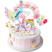 Einhorn Geburtstag Kuchendeko Set für Mädchen, Regenbogen
