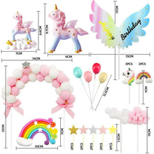 Einhorn Geburtstag Kuchendeko Set für Mädchen, Regenbogen