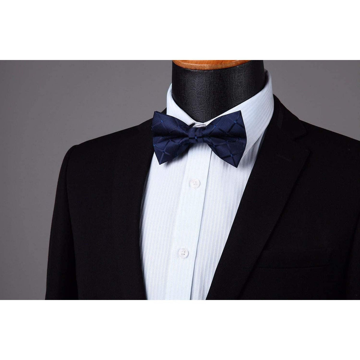 Herren Hosenträger Set Marineblau Kariert mit Fliege und Einstecktuch