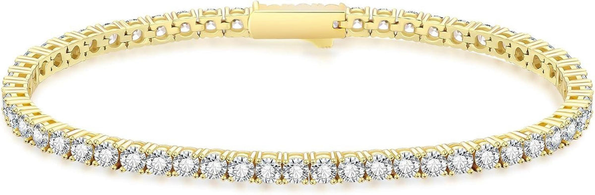 Elegantes 14K Gold Tennisarmband mit Zirkonia Steinen 3mm