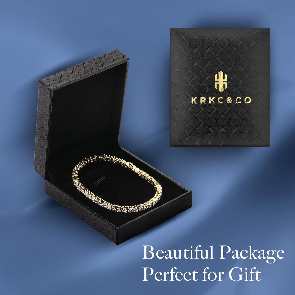 Tennisarmband Damen 14K Gold beschichtet Zirkonia Kristall Iced Out 7