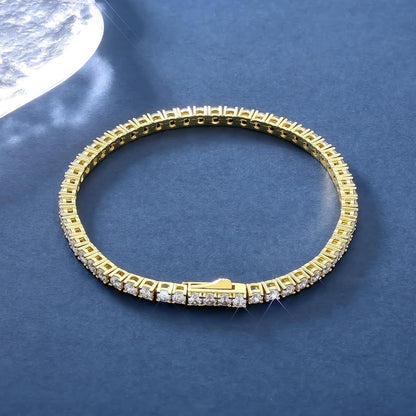 Damen Tennisarmband mit Zirkonia Steinen in 14K Weißgold beschichtet 3/4mm, Geschenk für Frauen