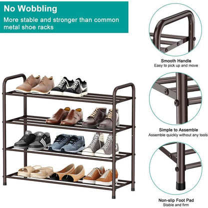 Schuhregal 3 Ebenen Edelstahl für 9-12 Paar Schuhe