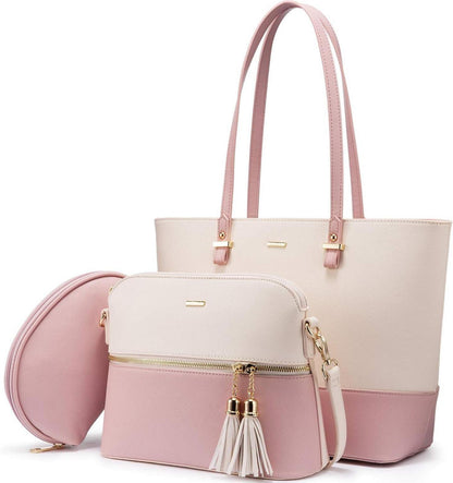 Moderne LOVEVOOK 3-teilige Damen Handtasche Set in Schwarz