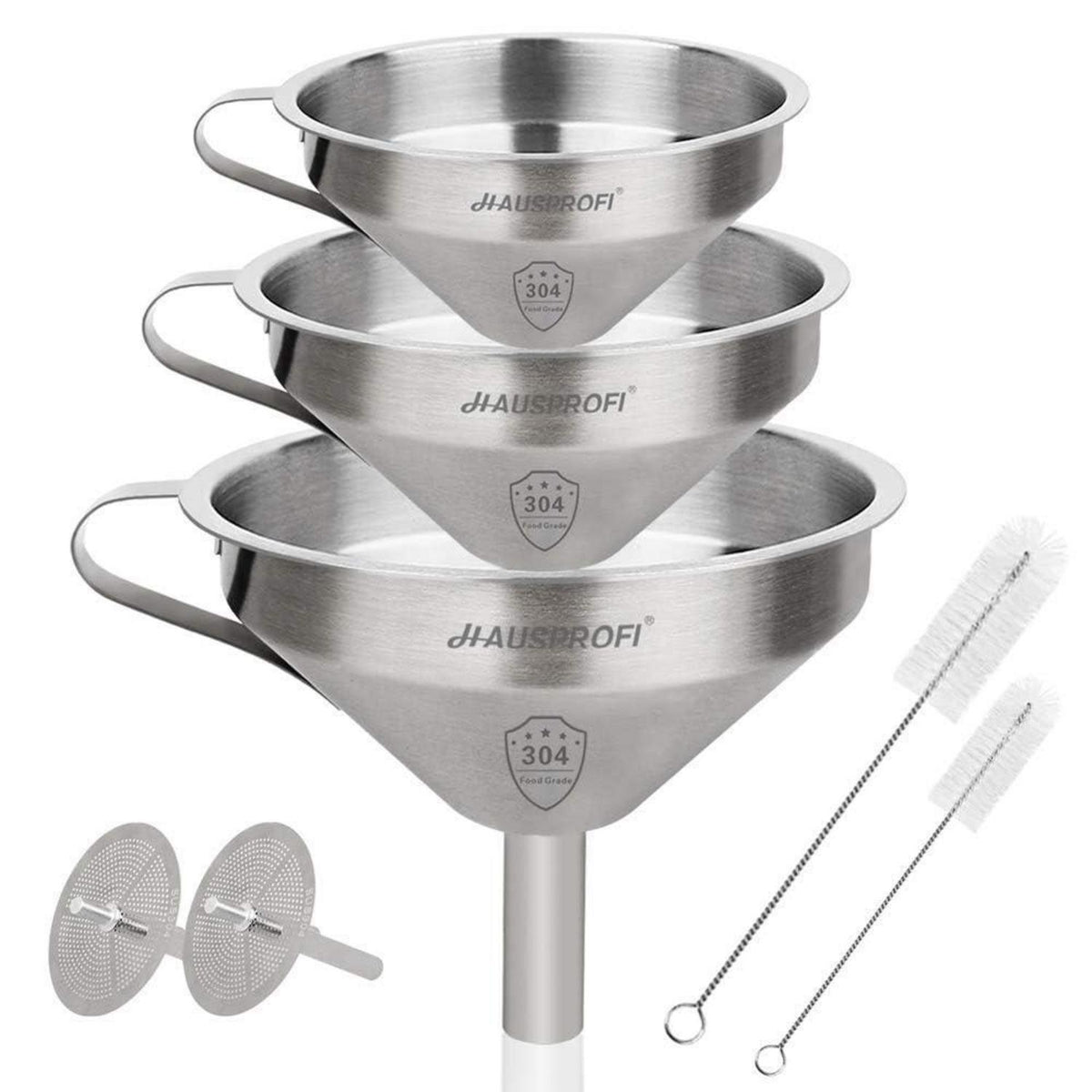 Edelstahl Trichter Set (3 Größen) mit Feinsieben