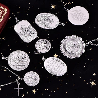 925 Sterling Silber Heiliger Christophorus Anhänger Kette
