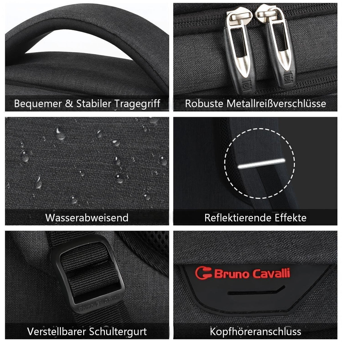 18 Zoll Laptop Rucksack Herren – Schulrucksack Retro Schwarz
