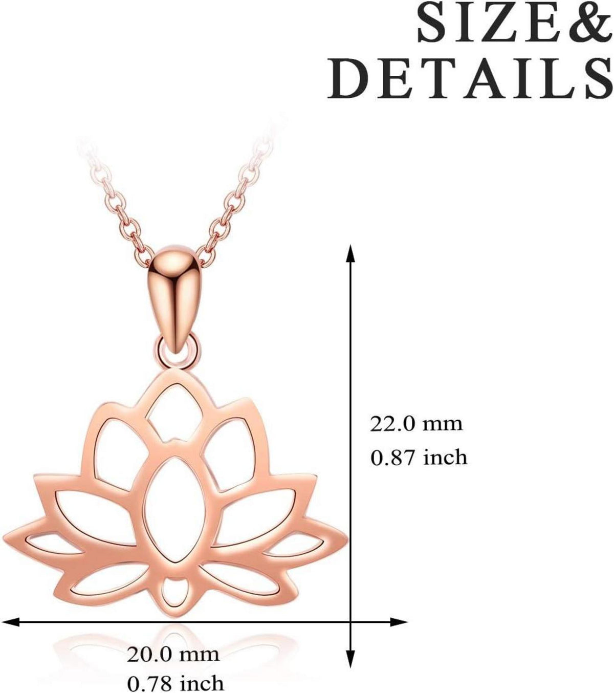 Yoga Lotus Flower Anhänger Halskette Sterling Silber für Damen Mädchen Rosegold