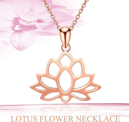 Yoga Lotus Flower Halskette Sterling Silber Frauen Mädchen Floral RoseGold