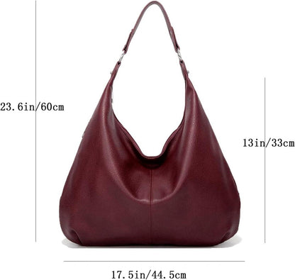 Vintage PU Leather Tote Bag with Zipper for Women