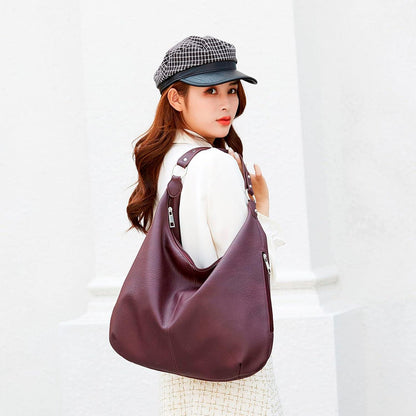 Vintage PU Leather Tote Bag Hobo Shoulder Zipper Handbags Women's