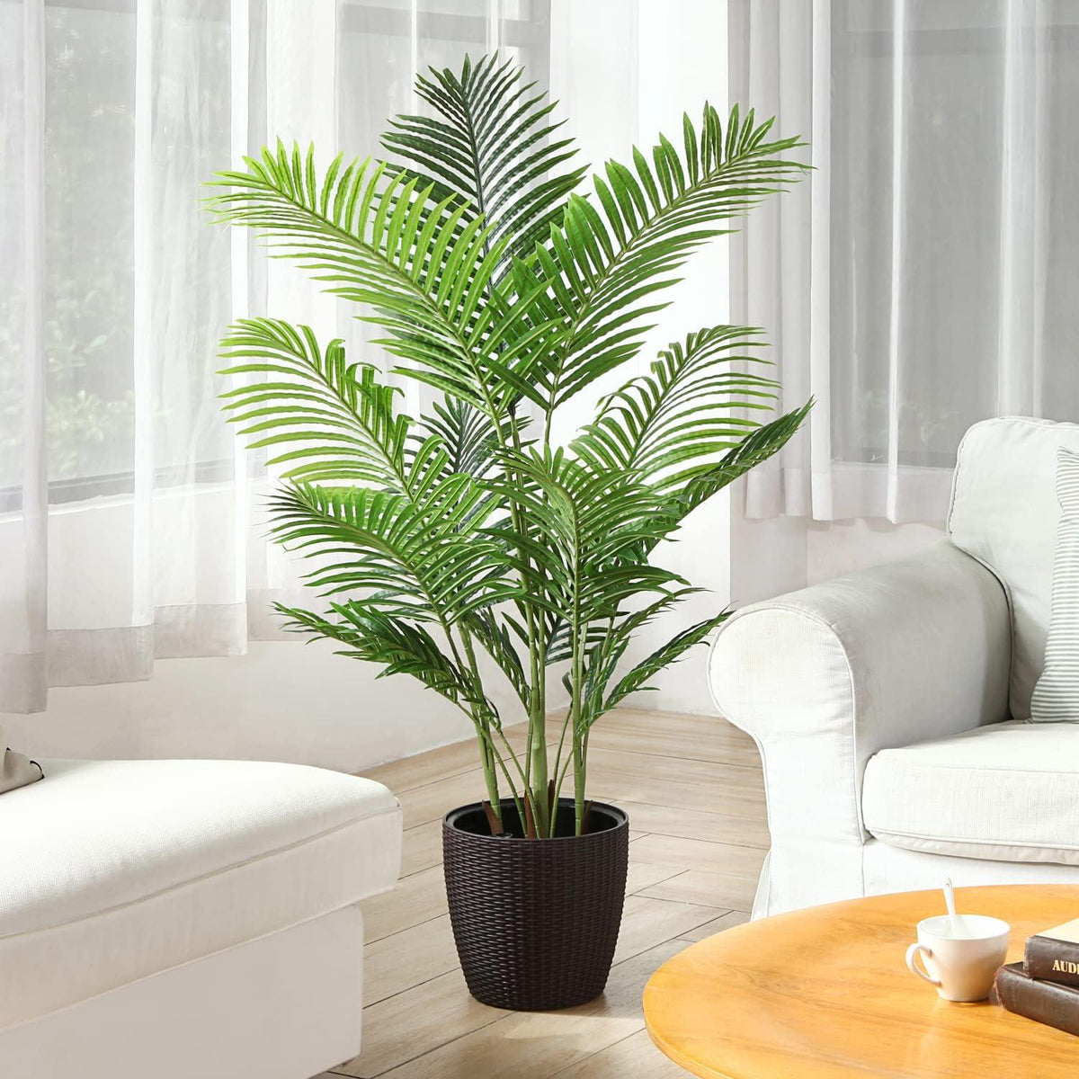 Künstliche Areca Palme 140 cm 15 Stämme Faux Tree für Innen