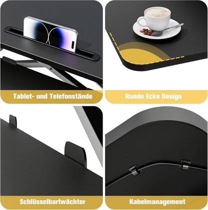 Steh-Sitz Schreibtischaufsatz Höhenverstellbar Schwarz 80x40cm