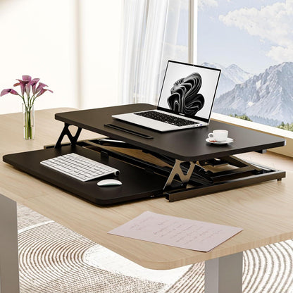 Höhenverstellbarer Schreibtischaufsatz Steh-Sitz 80x40cm Schwarz