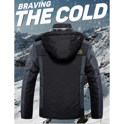 Herren Fleecejacke Winter Warm Gefüttert Skijacke Schwarz-Grau M
