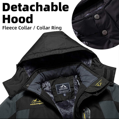 Herren Fleecejacke Winter Warm Gefüttert Skijacke Schwarz-Grau M
