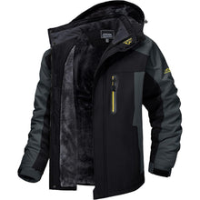 Herren Fleecejacke Winter Warm Gefüttert Skijacke Outdoor XL Schwarz-Grau
