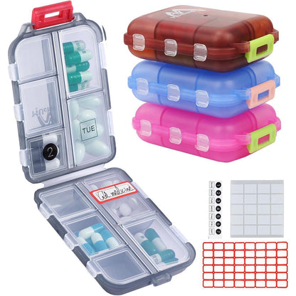 4er Pack Tablettenbox 7 Tage Pillendose 10 Fächer