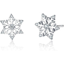 Damen Schneeflocke Ohrstecker 925 Sterling Silber