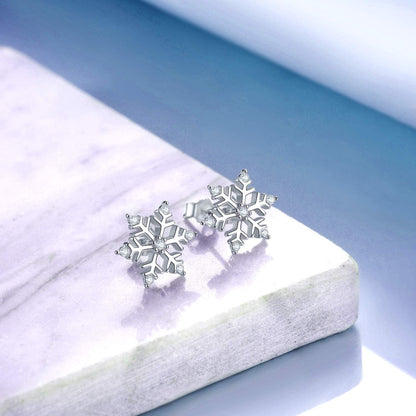 Damen Schneeflocke Ohrstecker 925 Sterling Silber