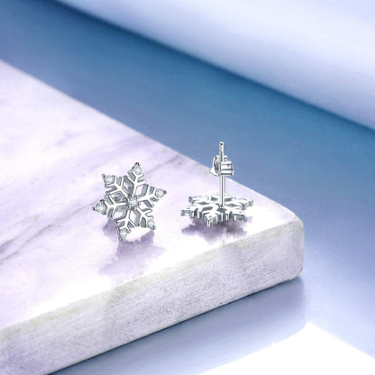 Damen Schneeflocke Ohrstecker 925 Sterling Silber