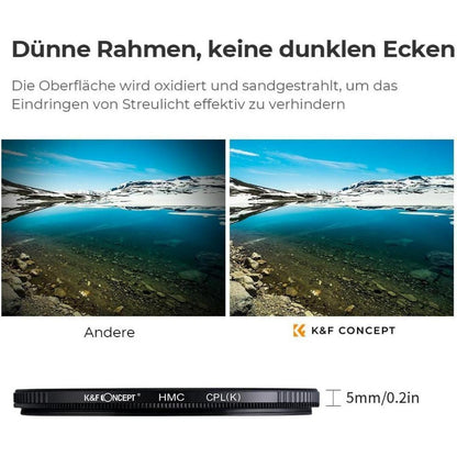 K&F Concept Pro 72mm Slim Zirkularer Polfilter CPL Optisches