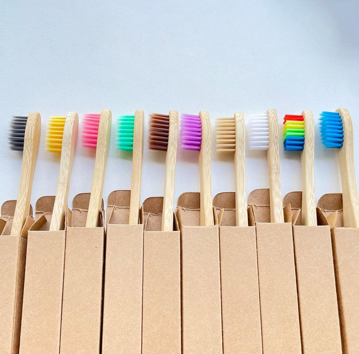 Kleine Bambus Zahnbürsten Kinder 10er Pack Aktivkohleborsten Bio