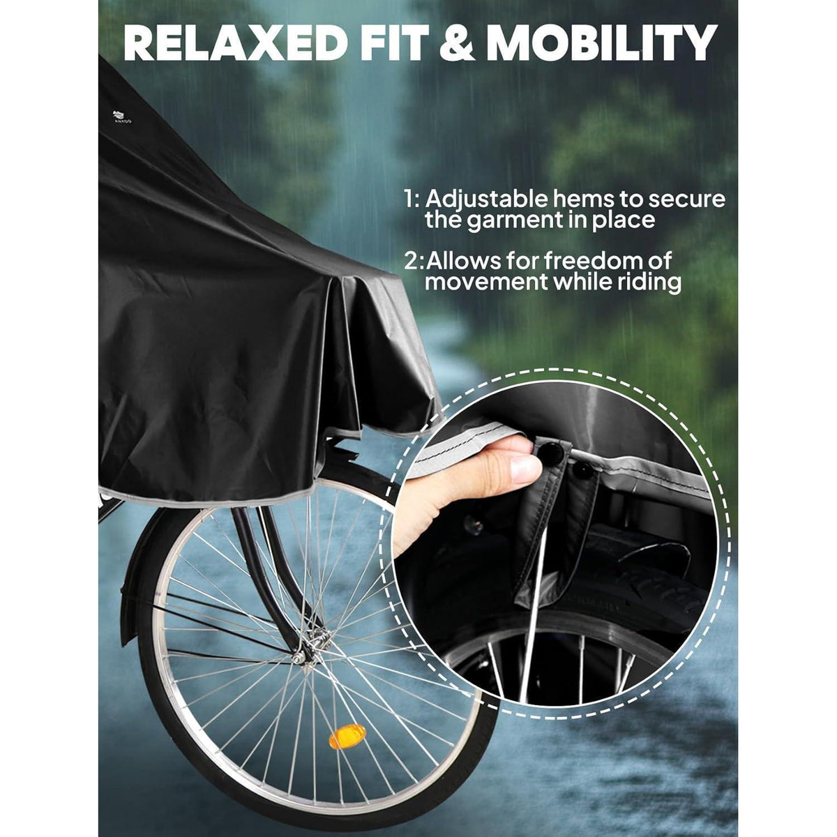 Wasserdichter Fahrrad-Regenponcho mit Kapuze – Kompakt & Reflektierend