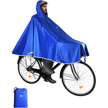 Wasserdichter Fahrrad-Regenponcho mit Kapuze – Blau